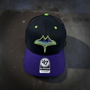'47 Brand Tampa Bay Devil Rays Trucker Hat Snapback Black Purple Neon Green NWT